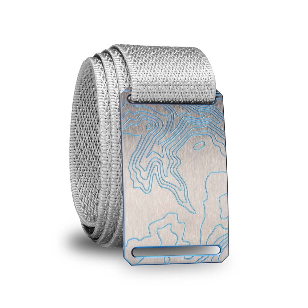 grey belt strap with titanium belt buckle